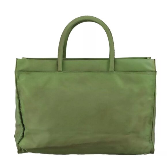 PRADA Hand Bag Nylon Khaki Silver Auth - Picture 1 of 15
